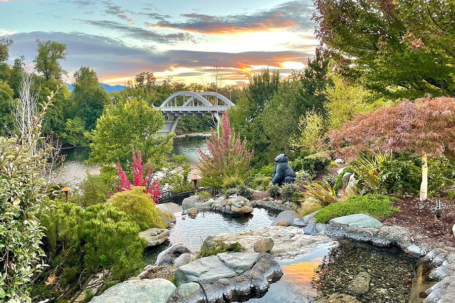 Contact - Beautiful Park with Ponds, a Bear Sculpture, and Landscaping Overlooking the Rogue River and Caveman Bridge